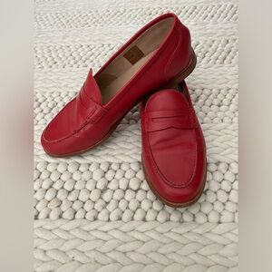 Red J Crew Real Leather Loafers